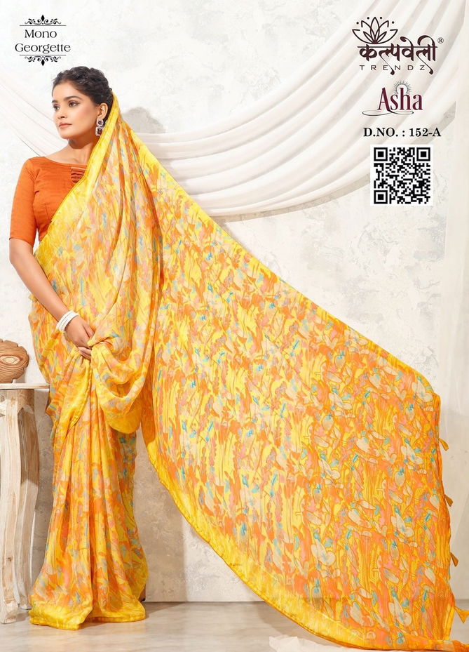 Asha 152 By Kalpatru Printed Mono Georgette Sarees Wholesale Price In Surat